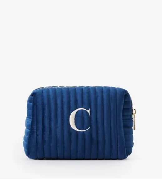 Embroidered Velvet Makeup Bag